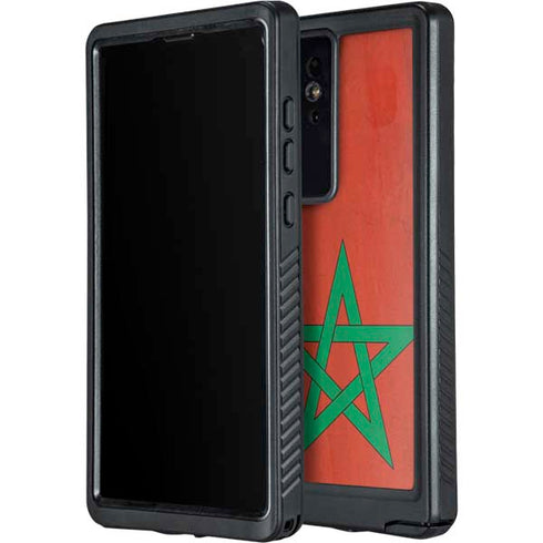 Morocco Flag Distressed Galaxy S24 Ultra Waterproof Case
